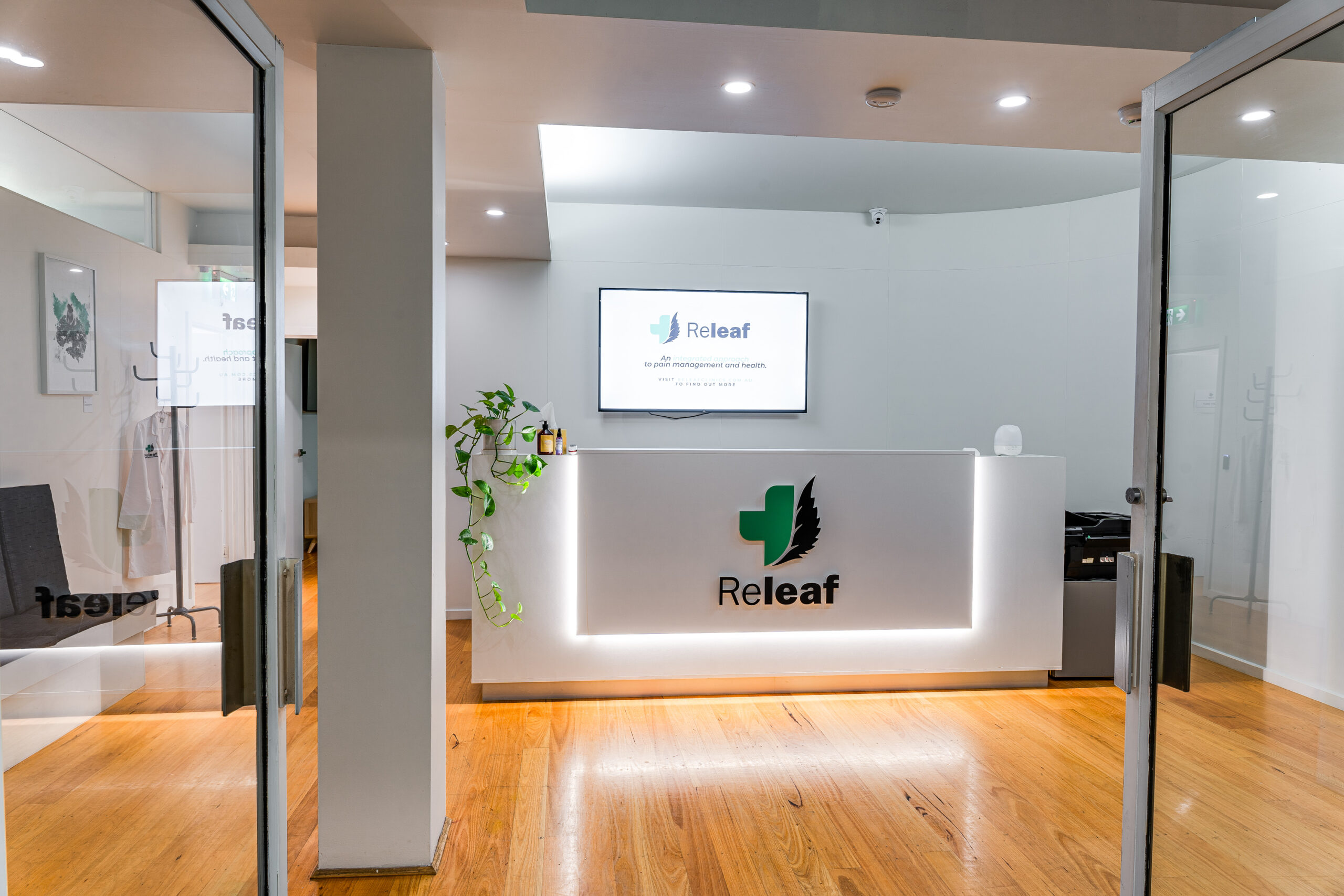 Front desk reception at Releaf Clinics and Dispensaries